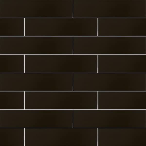 Msi Basix Black 4 in. x 16 in. Glossy Ceramic Subway Wall Tile